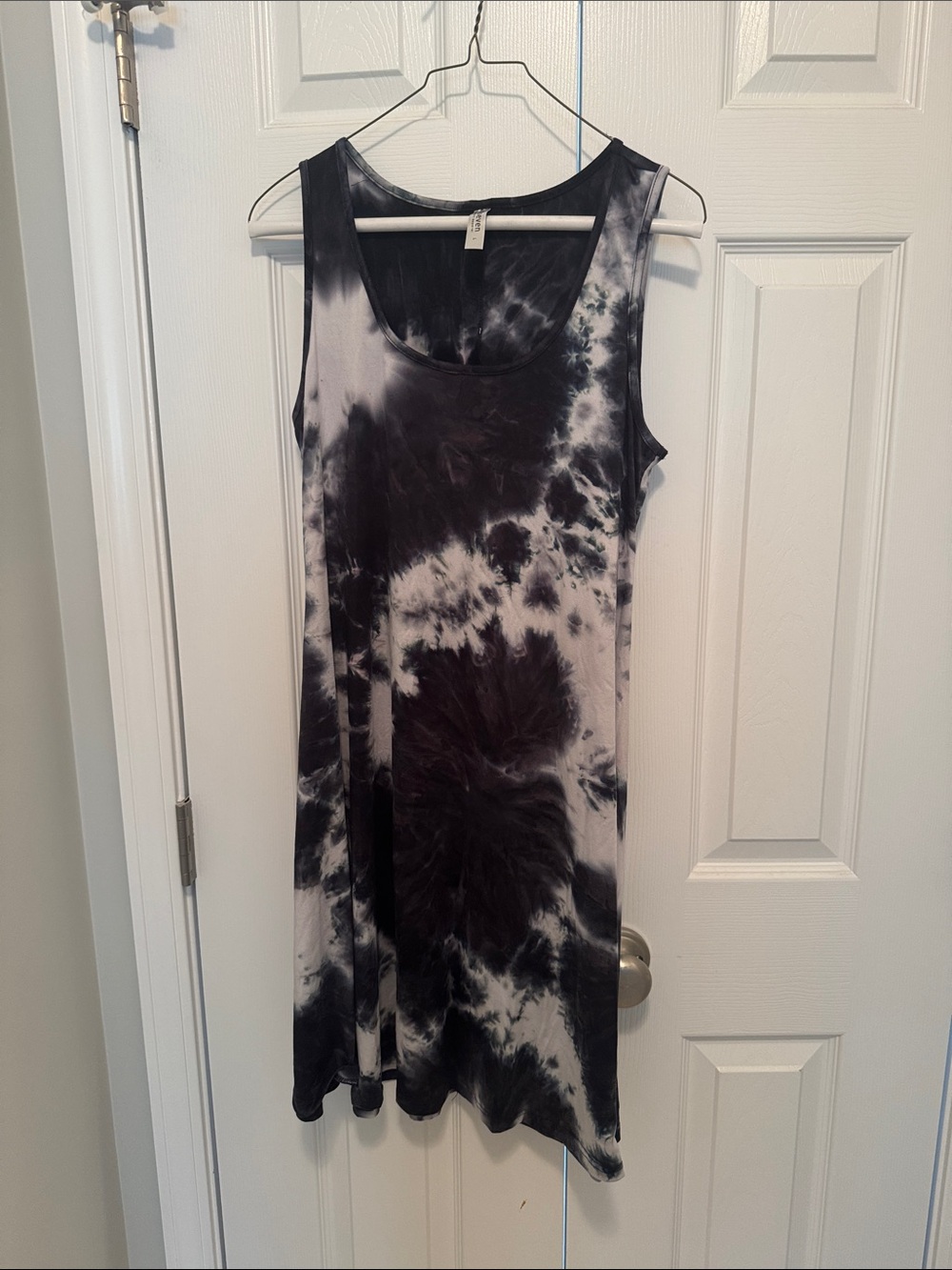 Dark Blue & White Tie-Dye Tank Dress
